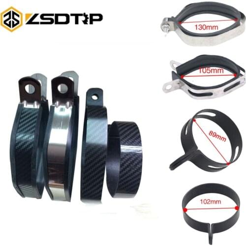 ZSDTRP Stainless Steel Exhaust Pipe Connector Fixed Clamp Carbon Fiber Holder Clamp Fixed Ring Support For Motorcycle Scooter