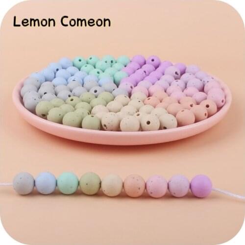 100Pcs Baby Teether Silicone Beads 12mm DIY Chew Pacifier Clips Children Products Food Grade BPA Free Dots Colorful Round Beads