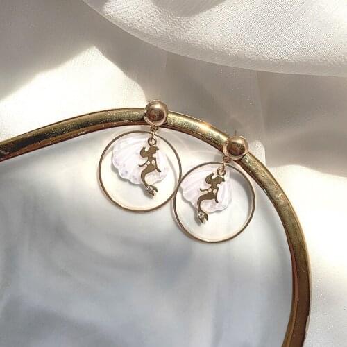 12 PCS/lot Mermaid Round Hoop Earrings Temperament Mermaid Ocean Series for Women Jewelry