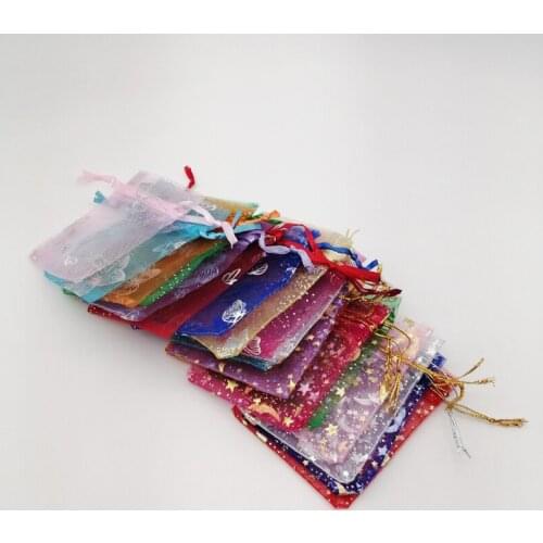 200Pcs Butterfly Star Moon Jewelry Bag 7*9 9*12 13*18cm Wedding Gift Organza Bags Drawstring Jewelry Packaging Display Pouches