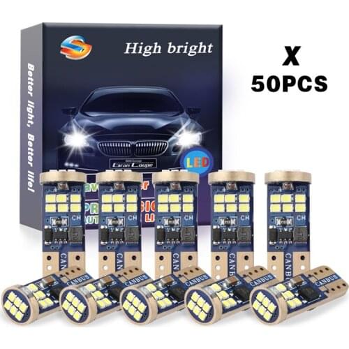 50PCS T10 W5W LED Light 2016 Chip 18SMD Waterproof Bulbs For Car Side Lamp Wedge Light License Plate Led Super Bright White 12V