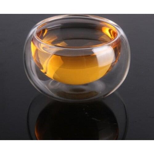 6pcs/pack 50ml Double Wall Glass Cup Handle Glass Cup Household Coffee Cup Heat Resistant Transparent Glass Cup