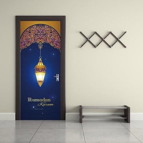 77x200cm Muslin Raomanda Door 3D Stickers Islamic Wall Sticker Bedroom Living Room Decor Wallpaper Poster PVC Waterproof Decal