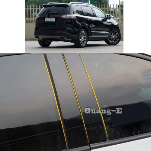 Car PC Material Pillar Post Cover Door Trim Window Piano Black Molding Sticker Plate Parts For Ford EDGE 2015 2016 2017-2020