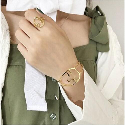 Timlee B013 Fashion Concise Human Face Abstract Outline Smiley Face Bangles/Ring,Jewelry Wholesale