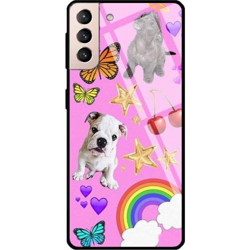 Puppy Love Tempered Glass Case For Samsung Galaxy S21 Ultra Note 20 S8 S9 S10 Note 10 Plus S20 FE