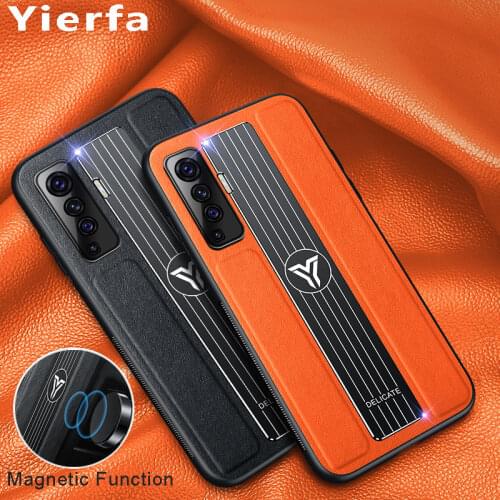 X50 Pro Cases For VIVO X50 Phone Case Metal Magnetic Leather Silicone Shockproof Bumper On VIVO X50 Pro Plus X 50 Back Cover