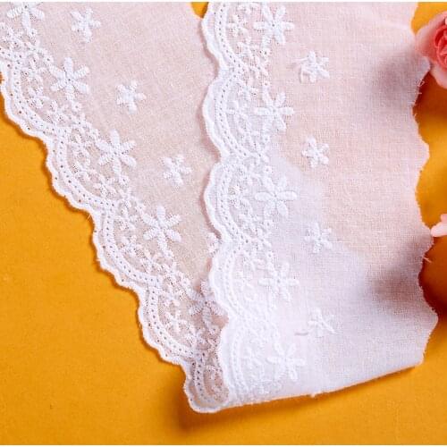 6cm width Cotton White Embroidered Lace Ribbon Dolls Trim Fabric DIY Wedding Accessories Supplies African French Lace Applique
