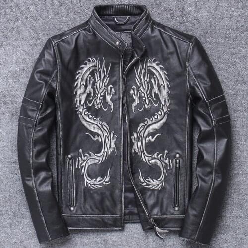 Personality Trend Locomotive Serve Jacket Man Self-cultivation Short Fund Head Layer Pure Cowhide Genuine Leather