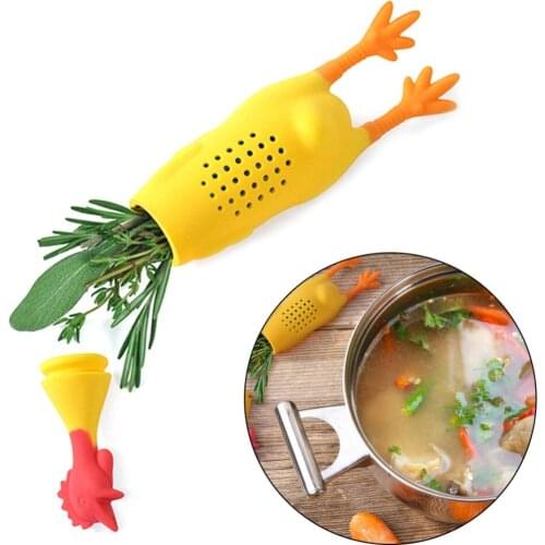 1PC Cute Silicone Chicken Rooster Hen Silicone Infuser For Tea Seasoning Pot Condiment Container Spice Box Reusable OK 0988