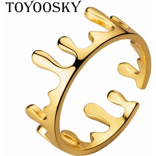 Newest Personality Fashion Water Flow Magic Color Crown Open Ring for Women Wedding Gifts 925 Silver Material