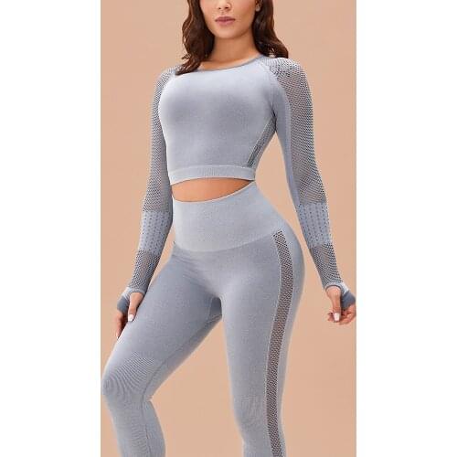 Yoga Set Women Seamless Leggings Yoga Crop Top Workout Pants Gym Set High Waist Legging Sport Clothing Fitness Suit Sportwear