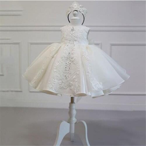 Girl Dress Wedding Party Princess Kids Dresses For Girl Embroided Lace 1st Birthday Dress Baptism Christening Dress Girls Gowns