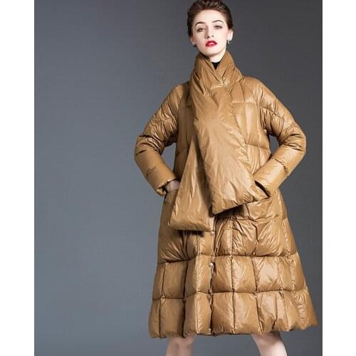 2020 white duck down hooded jacket women long winter outerwear new fashion coat womens duck down jackets oversize coats parka