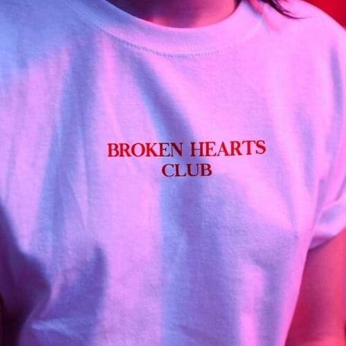 Summer Fashion Broken Hearts Club Fashion T Shirt Harajuku Women Short Sleeve Tumblr Grunge White Tee Hipster Tumblr Female Shir