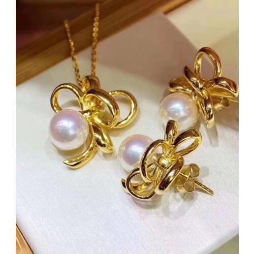 Bow 925 Sterling Silver Pendant Earrings Set Base Mounts Findings Beautiful Jewelry Set Parts Fittings Womens Accessories