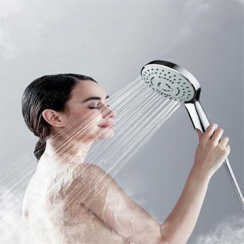 1PC Pressurized Nozzle Shower Head Bathroom Accessories High Pressure Water Saving Rainfall ABS Chrome Shower Head Tools H043