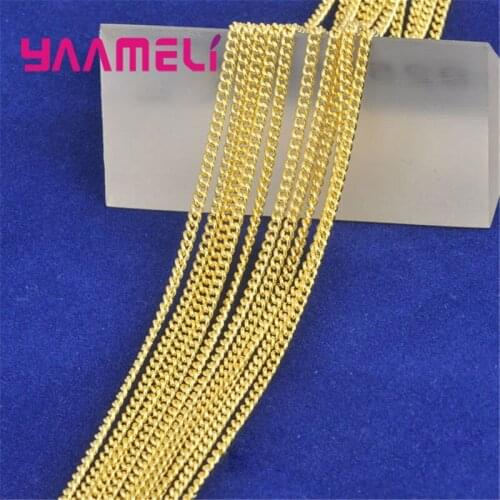 New Fashion 18KGF Yellow Gold Necklace Chains 5PCS Lot 20 Inches Flat Curb Collar for Women Men Collar with Lobster Clasps