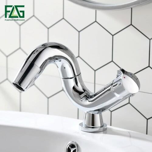 FLG Bathrom Faucet For Sink Hot Cold Water Tap Contemporary 360 Degree Rotate Brass Tap Single Lever Wash Basin Faucet torneira