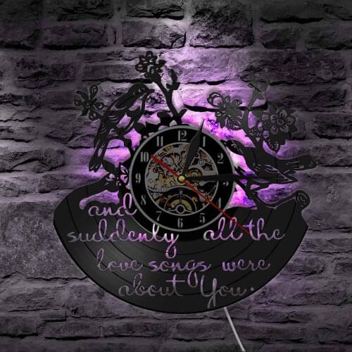 All The Love Songs Were All About You Inspirational Quote Modern Clock Watch Valentine Birds Pet Animals Vinyl Record Wall Clock