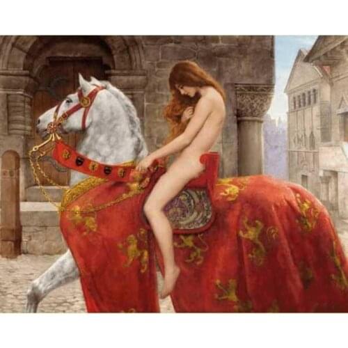 Customized Embroidery Lady Godiva on Horseback Cross Stitch Modern Patterns with 100% Cotton Floss &Free Shipping for Home Decor