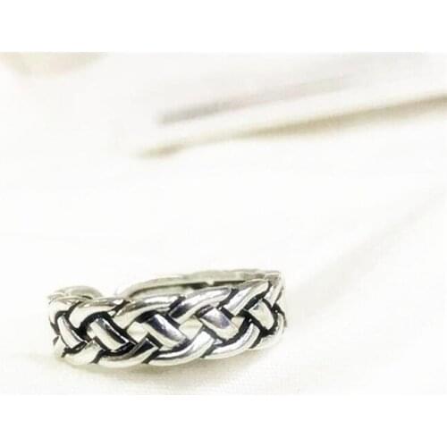 Sole Memory Retro Mini Chain Simple Thai Silver Creative 925 Sterling Silver Female Resizable Opening Rings SRI346