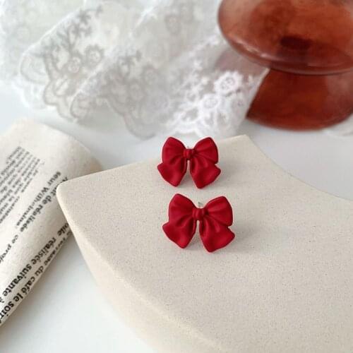2021 Trend Red Heart Stud Earrings For Women Charm Geometric Pearl Zirconia Butterfly Earrings Female Wedding Jewelry Party Gift