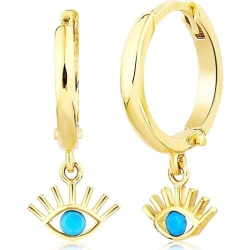 Eye Gold Earrings 14 Carat Turquoise Stone Handy Custom Craftsmanship Gift Gold Earrings Design On Special Occasions