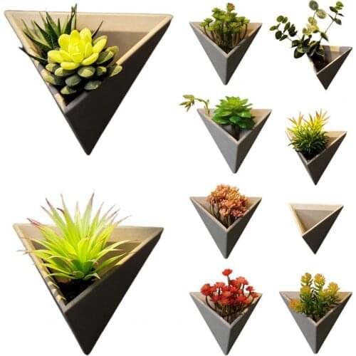 1 Set Retro Triangle Wall Plant Pot Storage Cement Flower Arrangement Hanging Flowerpot Patio Holder Basket Home Garden Decor
