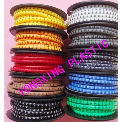 10roll/lot Cable marker EC-0 0.75 1.5 2.5 4.0 6.0 10.0mm2 colorful mark the wire and cable
