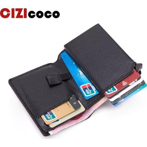 2020 Bank Card Case RFID Blocking ID Credit Card Holder Protection Men Wallet Leather Metal Aluminum Business Card Wallet