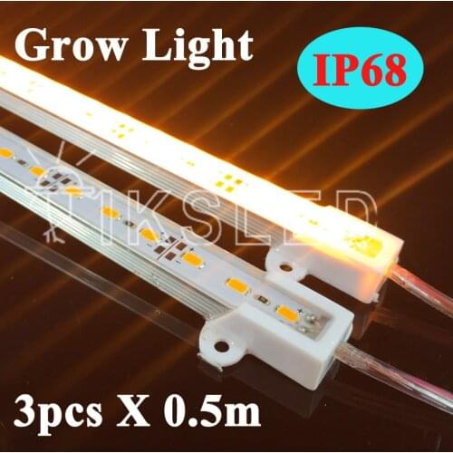 3pcs 50cm/piece 5730 12V IP68 Waterproof LED bar rigid light strip grow lights Hydroponic Plant flowers LED Grow plant growing