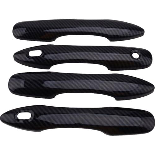 4pcs Door Handle Protector Trims Decor ABS Carbon Fiber Black Look fit for Toyota Camry 2018 2019 2020 2 smart key hole