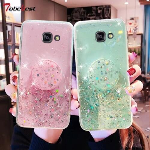 Silver Foil Phone holder case For Samsung Galaxy J4 J6 Plus J2 J5 Prime Coque Bling Glitter Soft Silicone Stand Cover