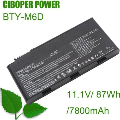 CP Original Laptop Battery BTY-M6D 11.1V/87Wh/7800mAh For GT60 GT70 GX780R GX680 GX780 GT780R GT660R GT663R GX660 GT680R GT783R