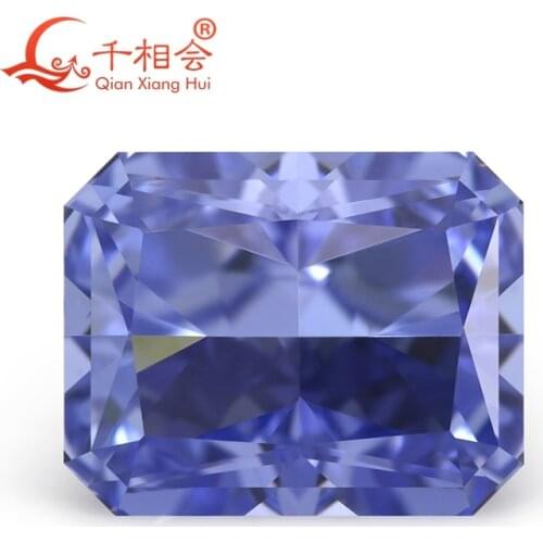 Czochralski method Artificial light blue sapphire emerald cut rectangle shape clear corundum gem stone