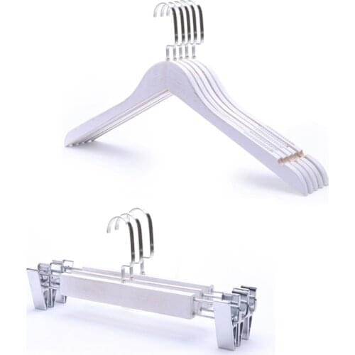 5/10pcs Custom Logo Wooden Hanger Perchas Para La Ropa Non-Slip Wood Coats Rack Skirt Pants Trousers Hangers with Clip Organizer