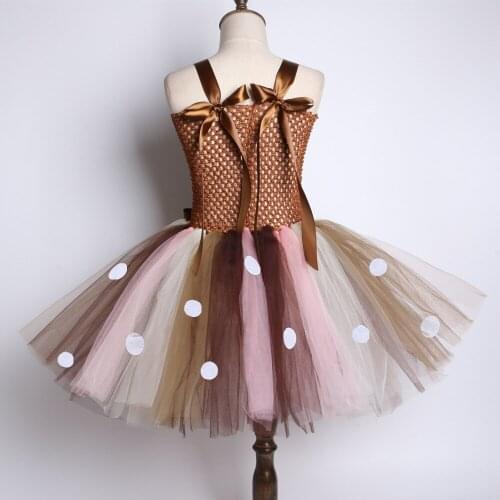 Elk tutu skirt childrens handmade net yarn tutu skirt Christmas girl dress with headband suitable for any figure