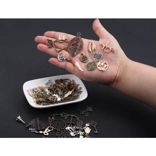 DIY Alloy Jewelry Accessories Handmade Bracelet Necklace Small Pendant Multicolor Retro Mixed Animal Plant Pendant