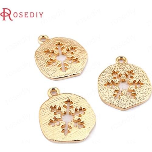 F455)10 pieces 14*11.5mm 24K Gold Color Brass Snowflake Charms Pendants High Quality Diy Jewelry Findings Accessories wholesale