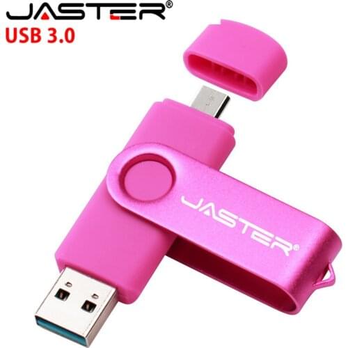 JASTER USB 3.0 customer LOGO OTG USB Flash Drive 4GB 8GB 16GB 32GB 64GB pendrive for Android Smart Phone Metal OTG memory stick