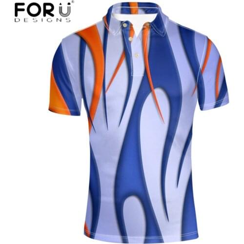 FORUDESIGNS 2020 Fashion Mens Business Shirts Abstract Pattern Printing Stand Collor Gym Beach Male Short Sleeves Clothing