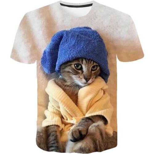3D Cat Printed T Shirt Men/Women Summer Funny Short Sleeve Tops Casual O-Neck Animal Tee Shirt Cat Streetwear Tshirt