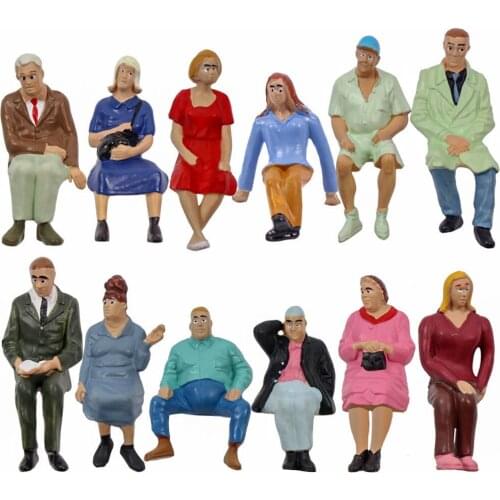 Model Trains P2513 Park Scenery 12pcs G Scale 1:25 Painted Seated Figures Sitting People 12pcs Different Poses