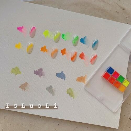 Neon professional nail watercolor imported from Japan, fluorescent 8 color art supplies