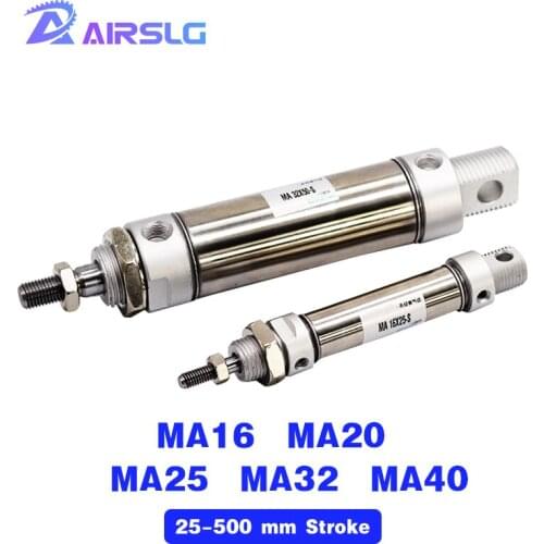MA MA16 MA20 MA25 MA32 MA40 Stainless steel Mini pneumatic cylinder -25-50*75/100/125/150/175/200/250/300/350/400/450-500 Stroke