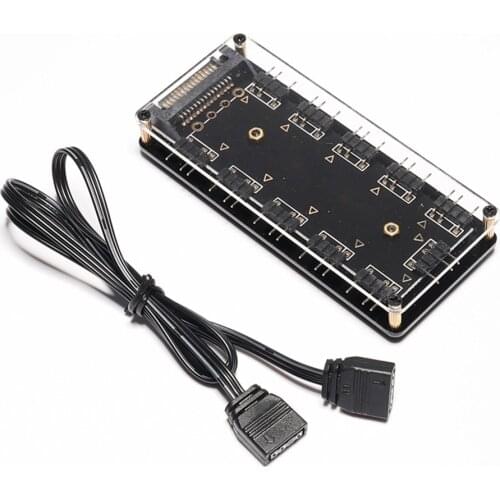 10 Ports RGB Fan HUB PC Computer Desktop 5V 3PIN ARGB Extension Splitter SATA Power Adapter for Gigabyte MSI ASUS