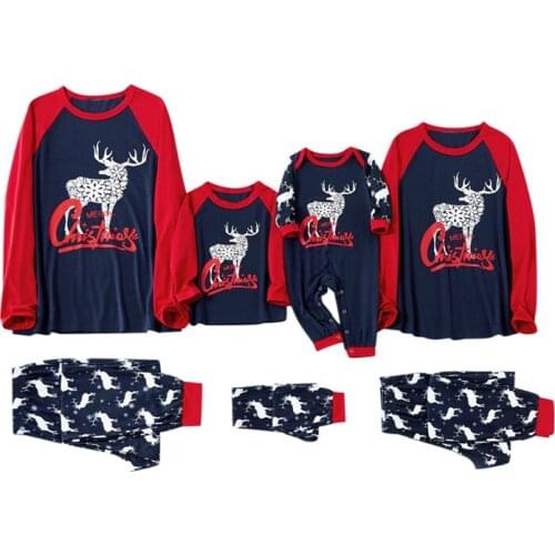 Christmas Homewear Family Pajamas Letter Elk Print Mom and Dad Children Pajamas Parent-child Home Pajamas