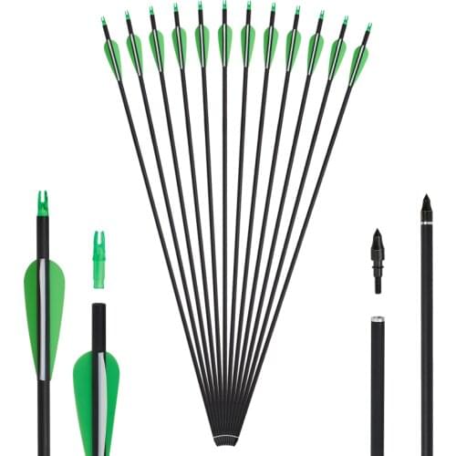 Toparchery Mixed Carbon Arrow 31 Inches Spine 500 Diameter 7.8 mm for Compound/Recurve Bow and Arrow Archery Shooting
