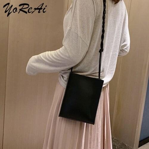 YoReAi New Female Messenger Bag Waterproof Fashion Youth Girl Shoulder Bags PU Leather Personality Everyday Black Small Packs
